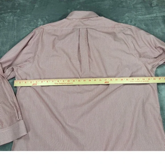 Brooks Brothers Regent Dress Shirt Mens 18 4/5 Non-Iron Red White Stripe Cotton - Picture 4 of 4